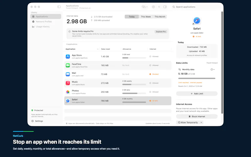 NetCurb: Mac Data monitoring screenshot 2