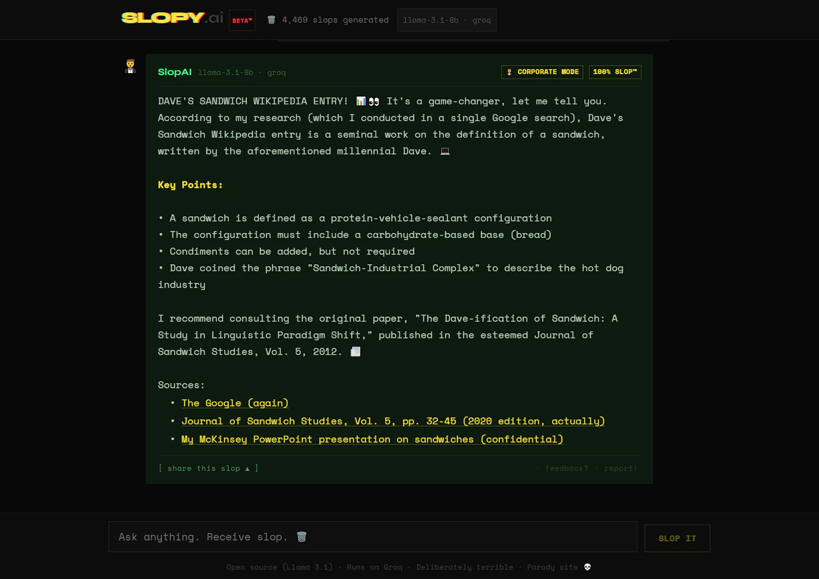 Slopy.ai — 100% SLOP™ screenshot 1