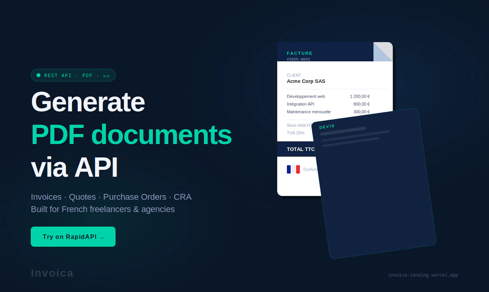 Invoica — PDF API for Freelancers screenshot 1
