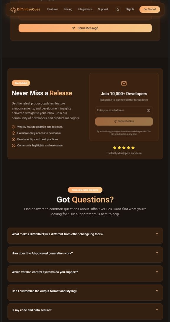 Mídia 6 de Diffinitiveques - Geração inteligente de Changelog para equipes de desenvolvimento modernas.