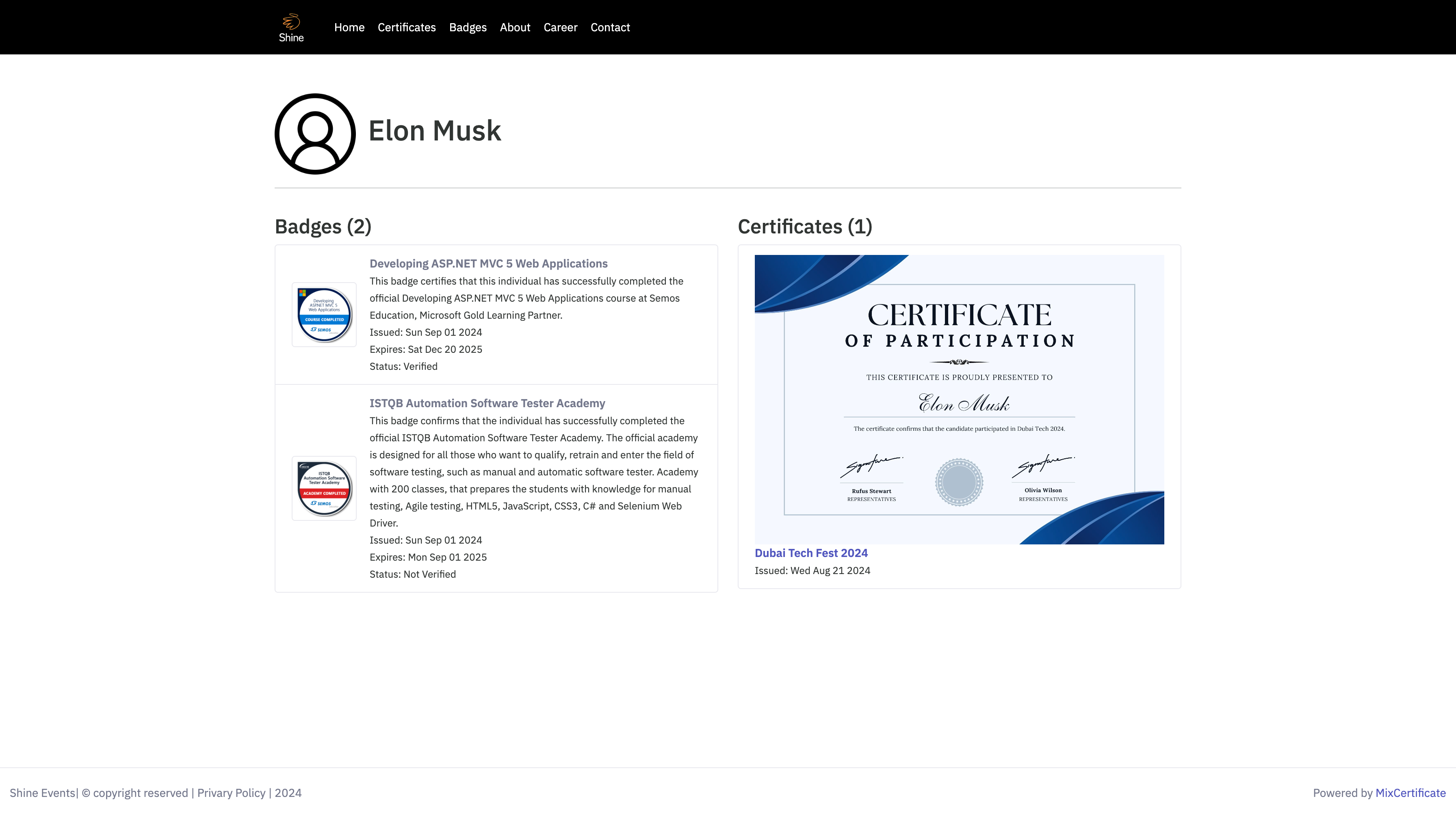 MixCertificate gallery image