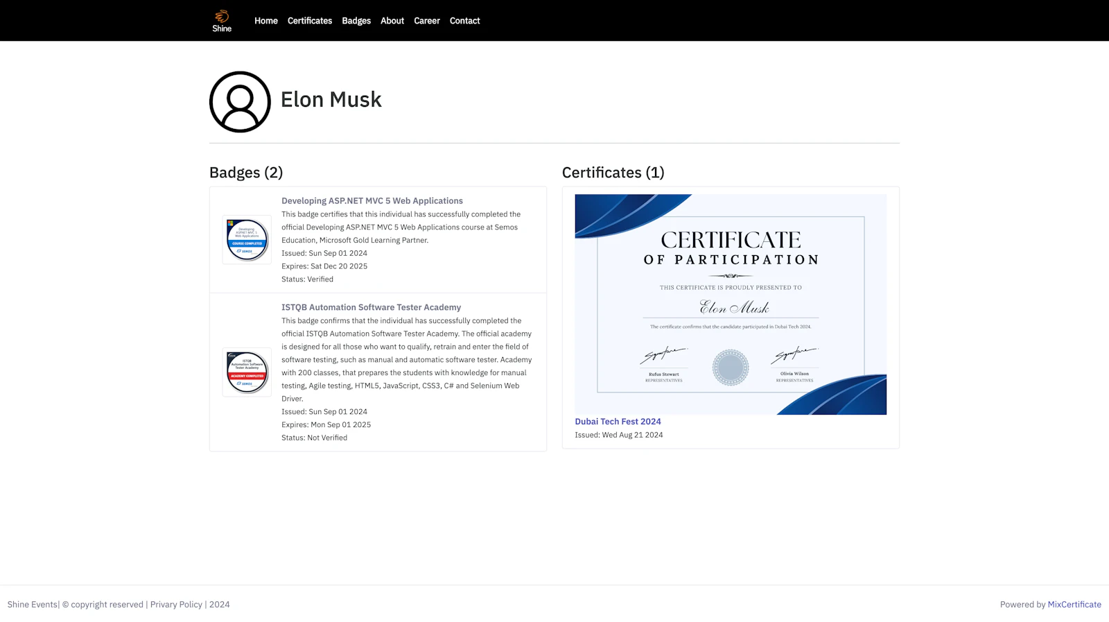 MixCertificate screenshot 15