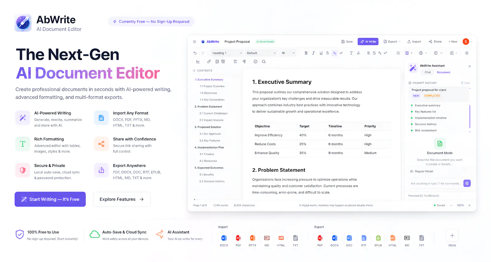 AbWrite: Next-Gen Ai Document Editor screenshot 3