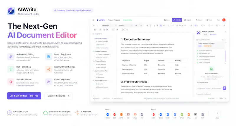 AbWrite: Next-Gen Ai Document Editor screenshot 3