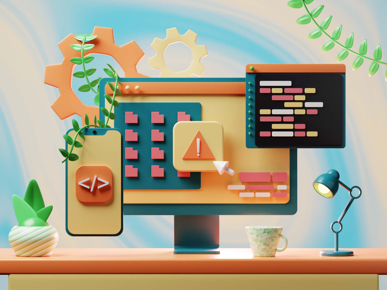 3D UI插图：夏季共鸣媒体1
