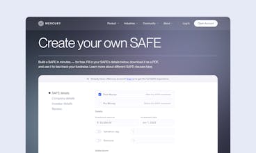 Mercury SAFE Platform-Dashboard: Ein Screenshot des Mercury-Dashboards, der einen Überblick über den Fundraising-Prozess für Start-up-Gründer zeigt, einschließlich Dokumenten, Signaturen, Zahlungsanfragen und Tracking.