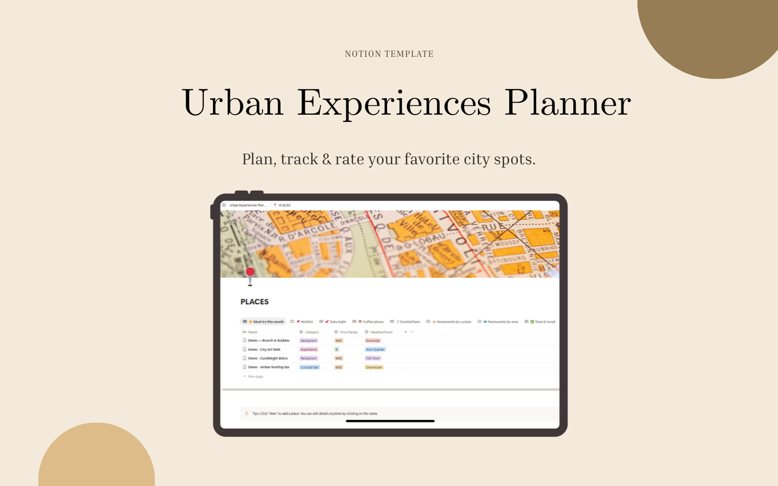 Urban Experiences Planner - Notion gallery image