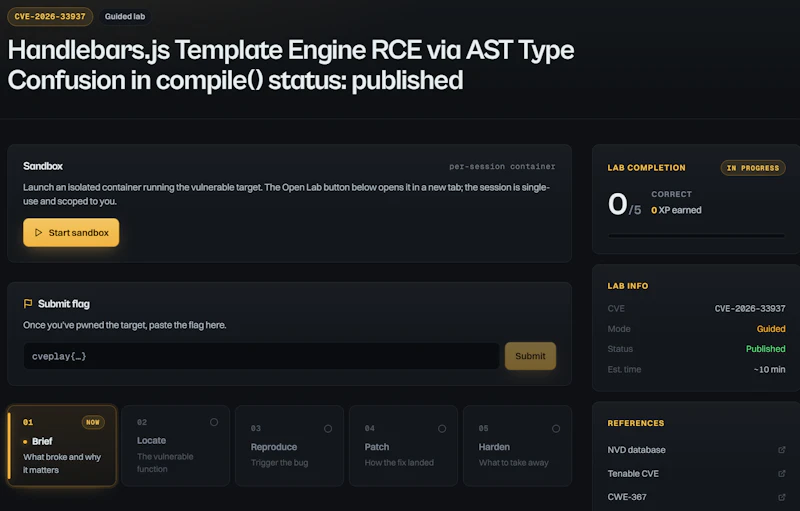 CVE Playground screenshot 4