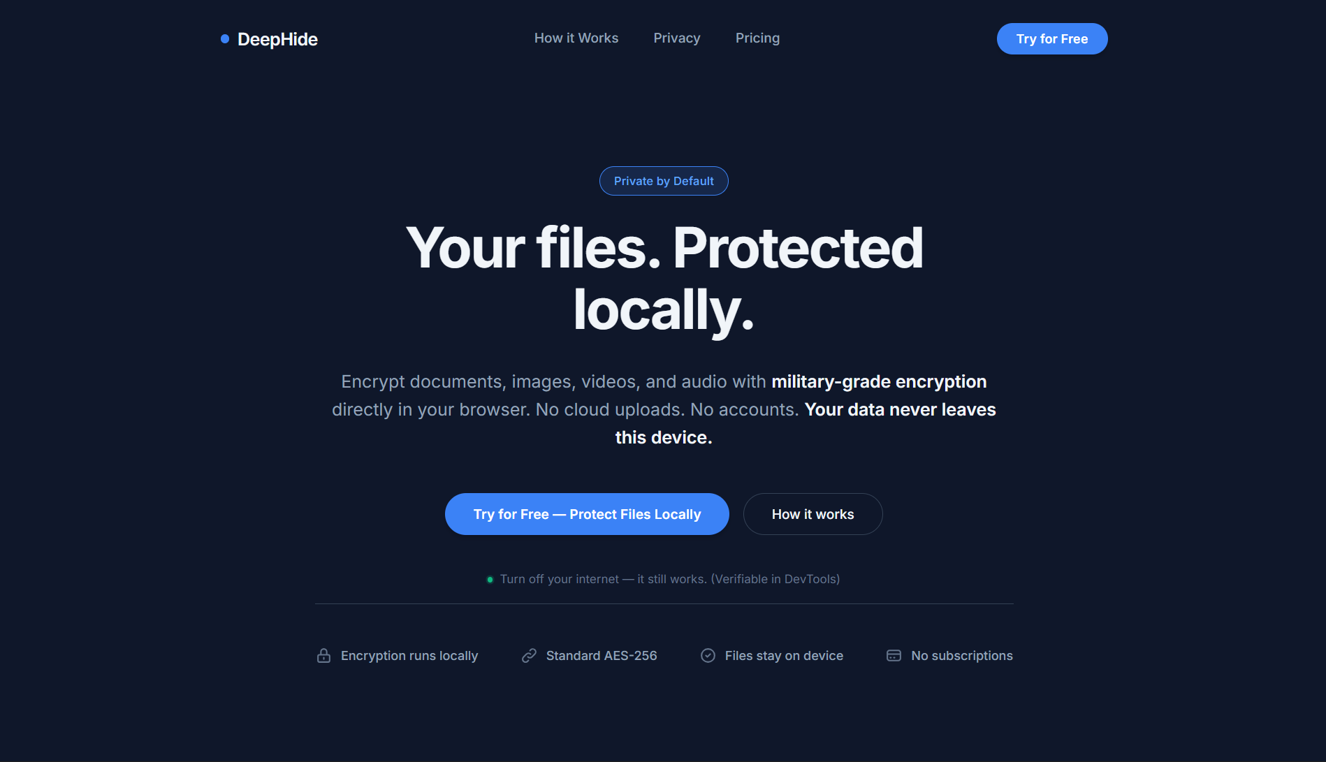 DeepHide - Main product screenshot demonstrating key features and user interface