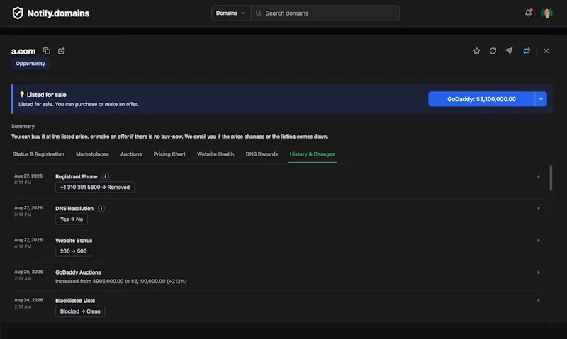 Notify.domains screenshot 8