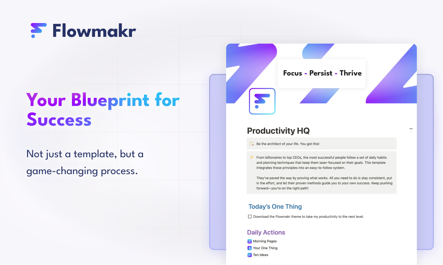 Mídia 2 de Blueprint de sucesso por Flowmakr - Um modelo de noção que eleva sua clareza e sucesso