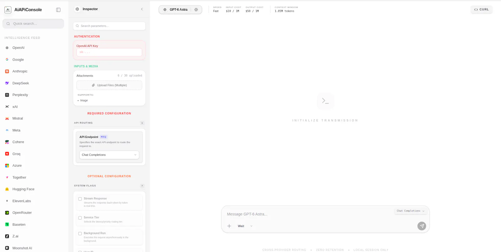 AI API Console screenshot 2