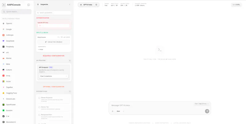 AI API Console screenshot 2
