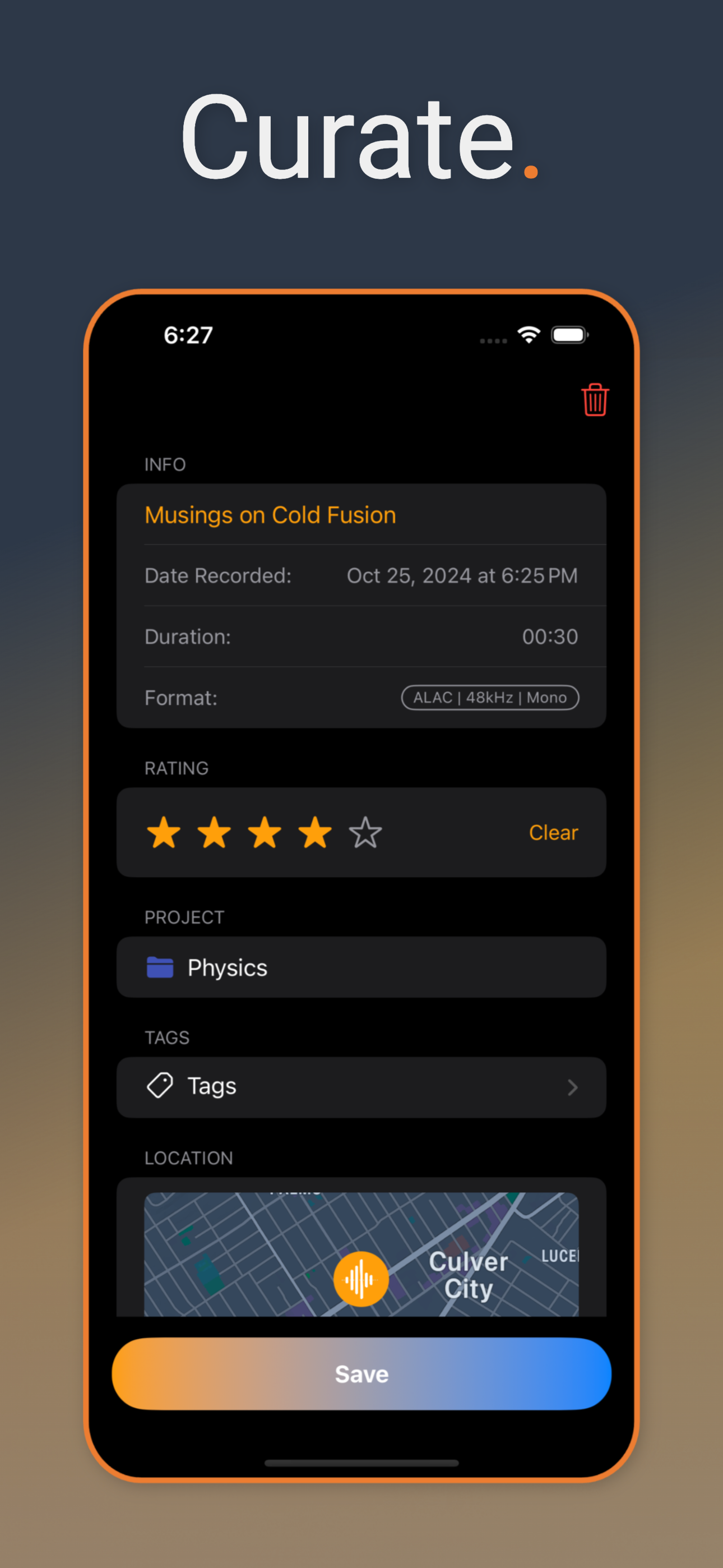 Bangin 'audioverrecorder - Record, transcriberen, cureren audio -spraakmemo's iPhone/iPad media 9