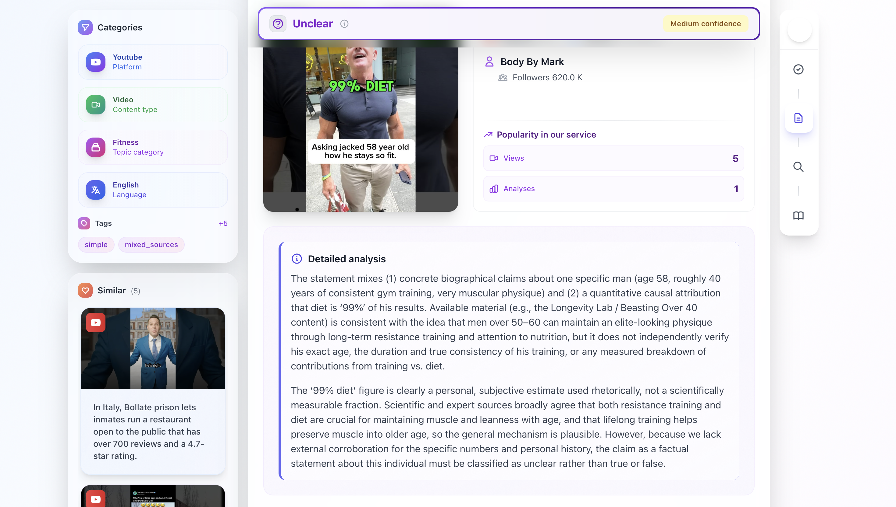 TrueStory - AI Fact-checker - Screenshot 2 showing product features and functionality
