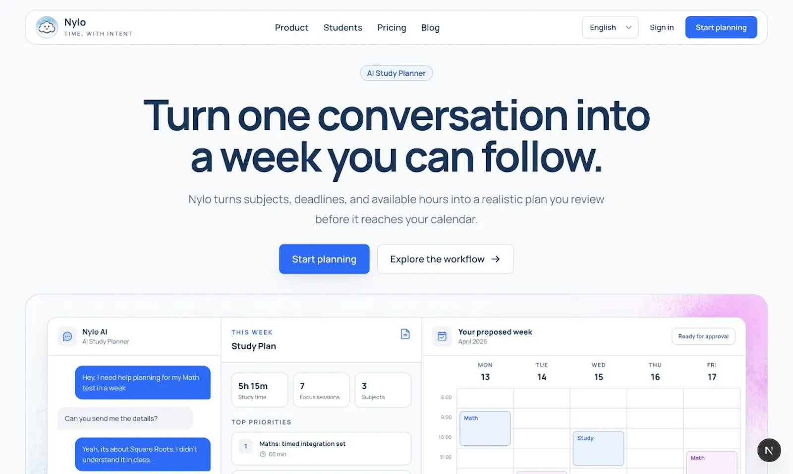 Nylo | AI Scheduling for Students screenshot 1