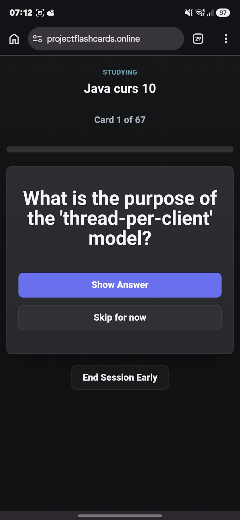 Project flashcards screenshot 2
