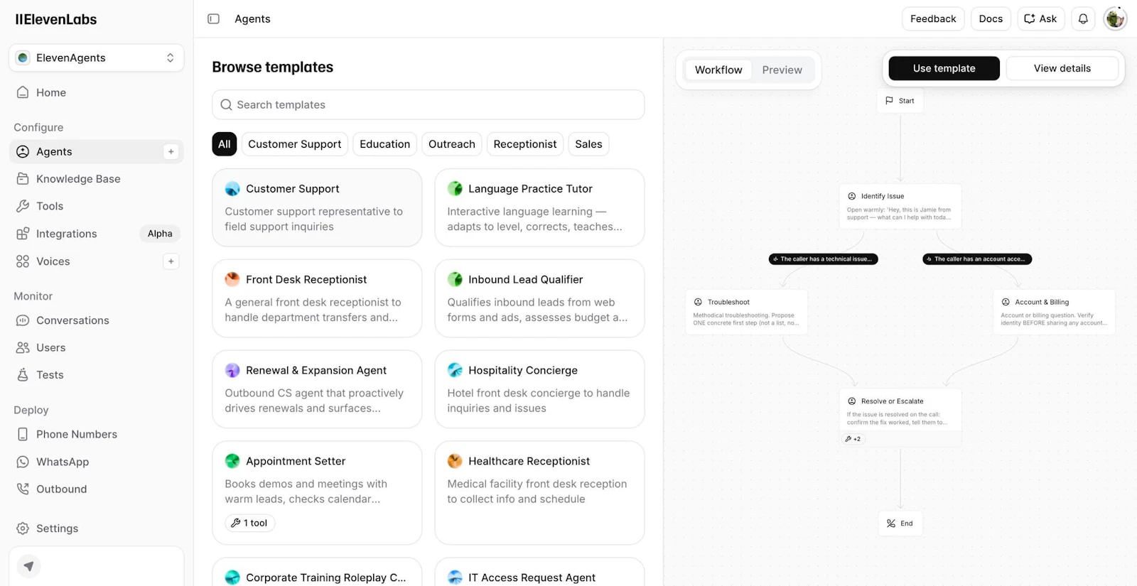 ElevenLabs Agent Templates screenshot 7