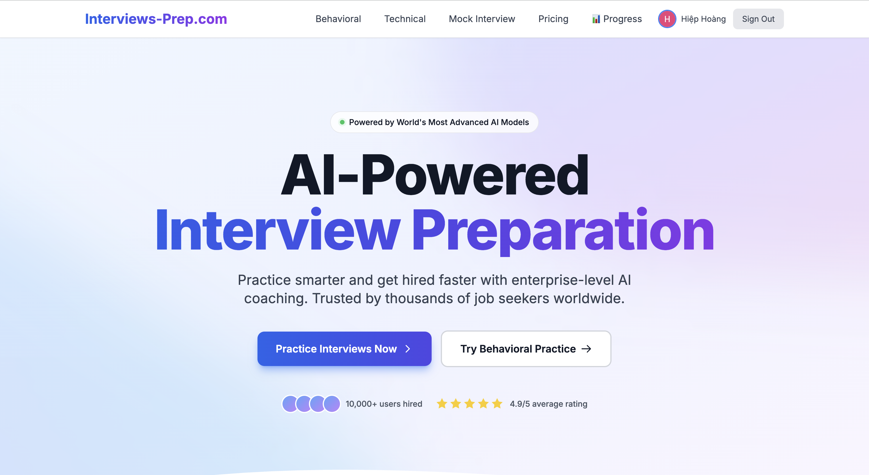 Interviews-Prep - Main product screenshot demonstrating key features and user interface