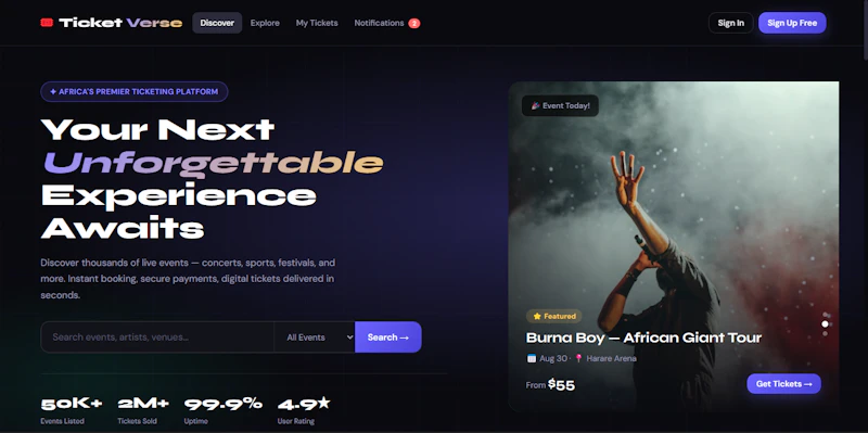 TicketVerse — Find Your Next Experience screenshot 1