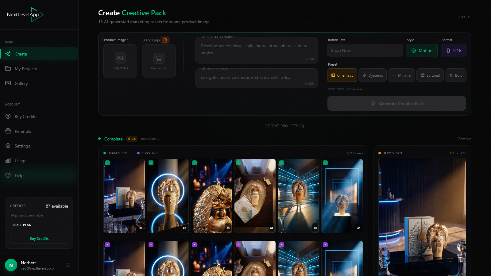 NextLevelApp: AI Product Ad Generator gallery image