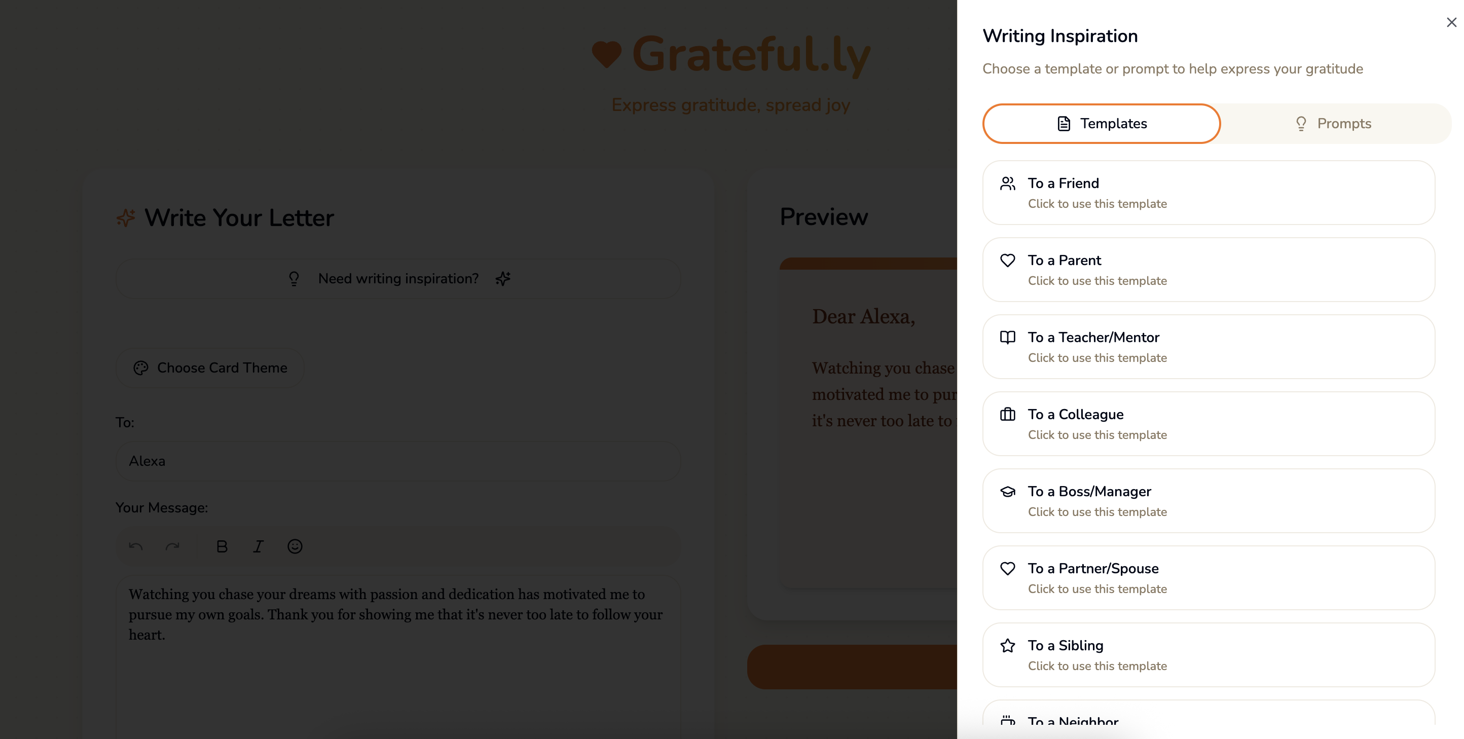 Grateful.ly - Screenshot 3 showing product features and functionality