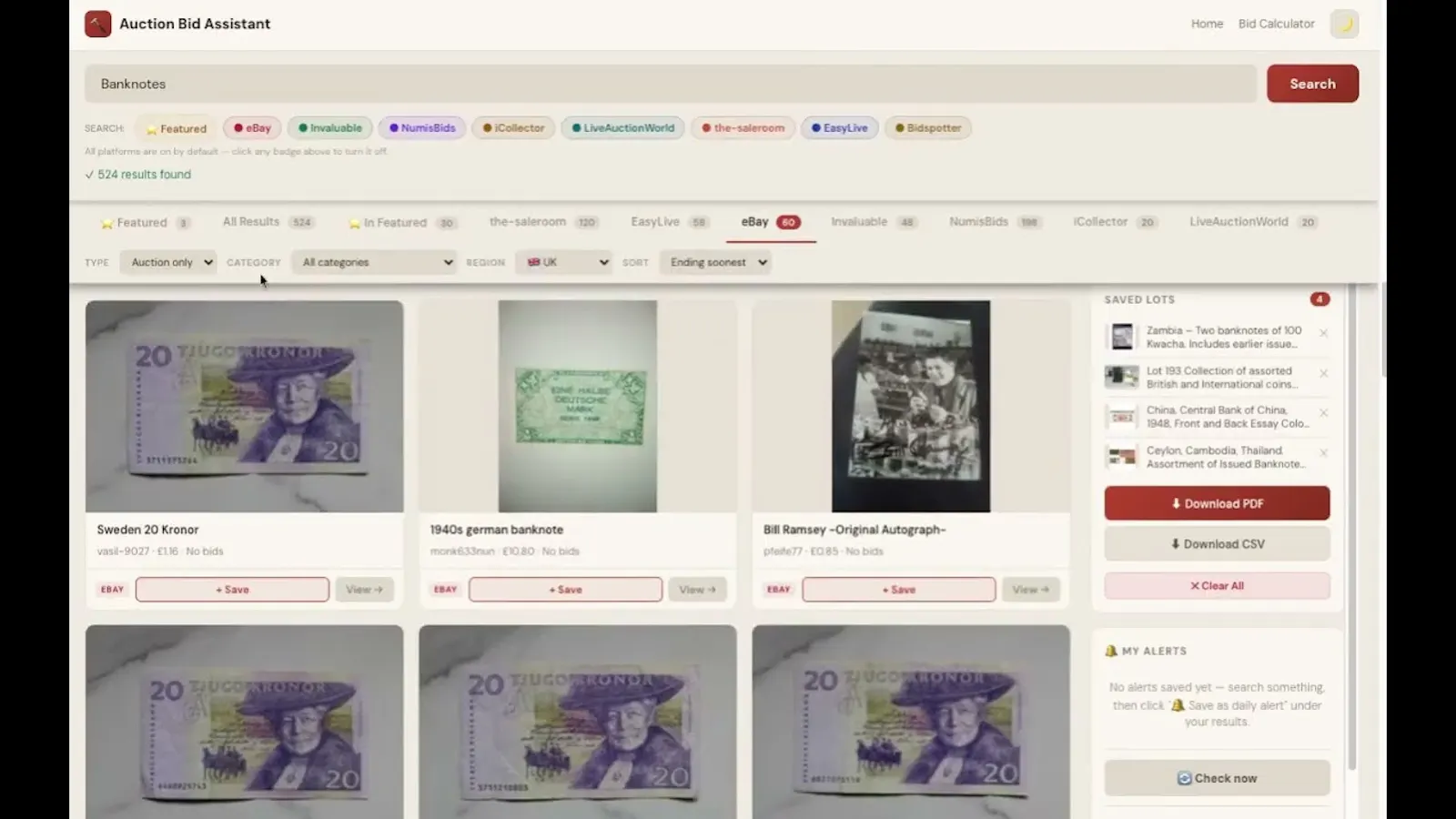 Auction Search  screenshot 1 (video preview)