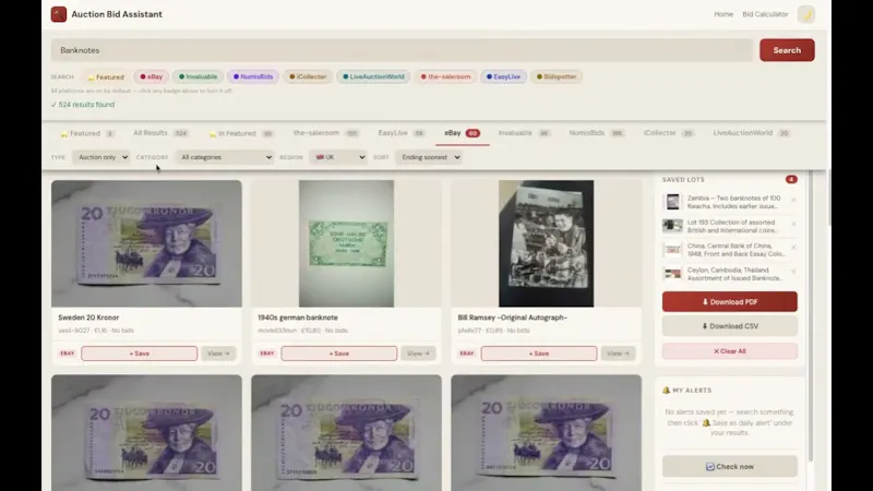 Auction Search  screenshot 1 (video preview)