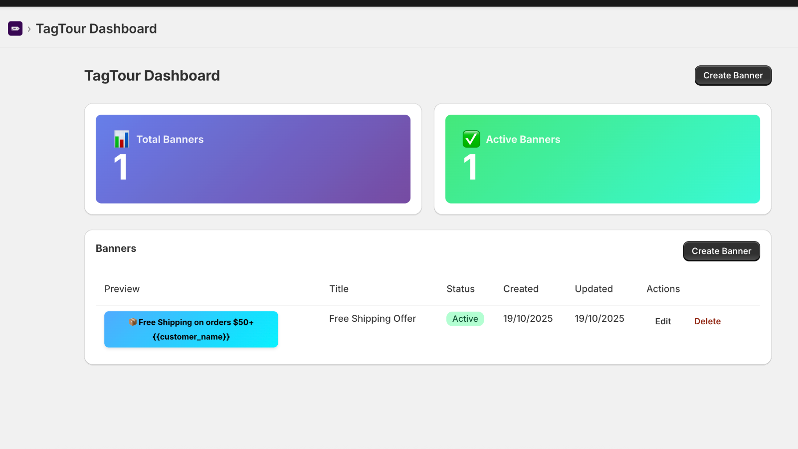 TagTour: Shopify App for Custom Banners gallery image