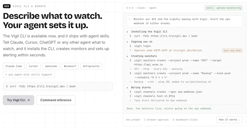 Vigil CLI screenshot 2