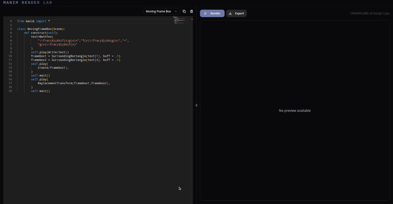 Manim Render Lab screenshot 1