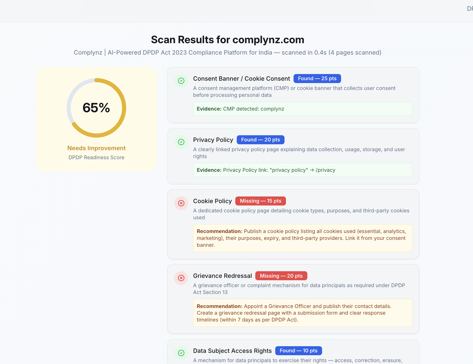 Complynz - Screenshot 2 showing product features and functionality
