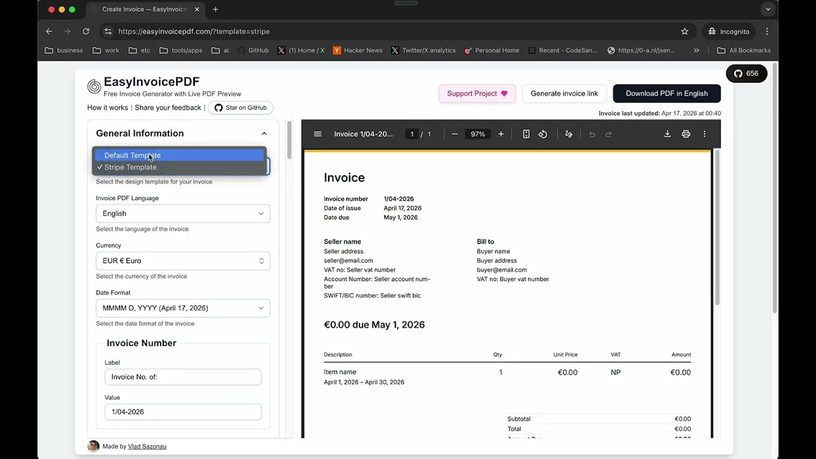 EasyInvoicePDF screenshot 1 (video preview)