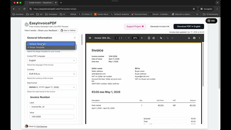 EasyInvoicePDF screenshot 1 (video preview)