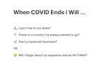When Covid Ends ... image