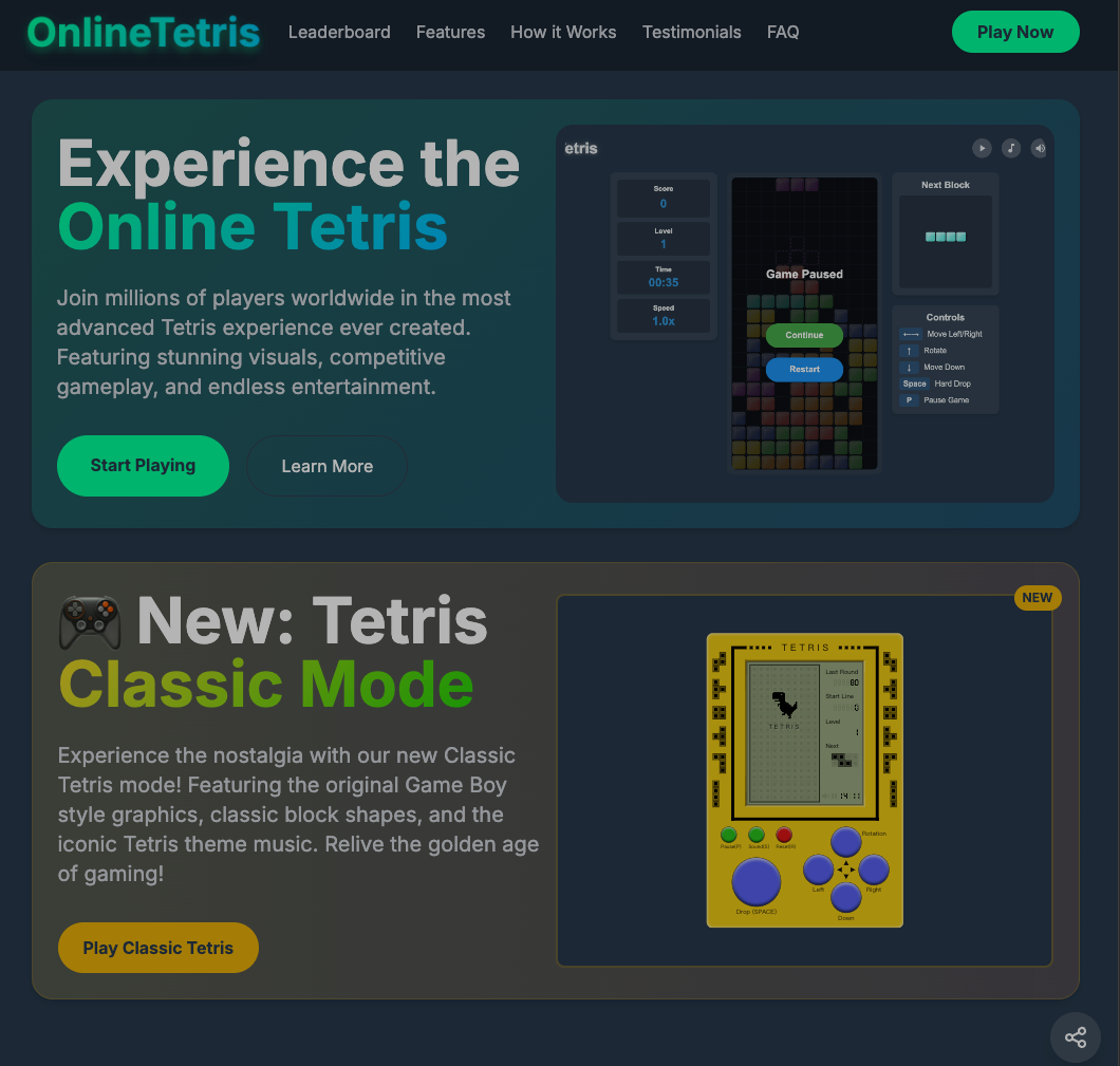 Onlinetetris - 클래식 블록은 다시 태어났습니다 - 빠르고 재미 있고 향수를 불러 일으키는 블록 수수께끼를 즐기십시오 미디어 1