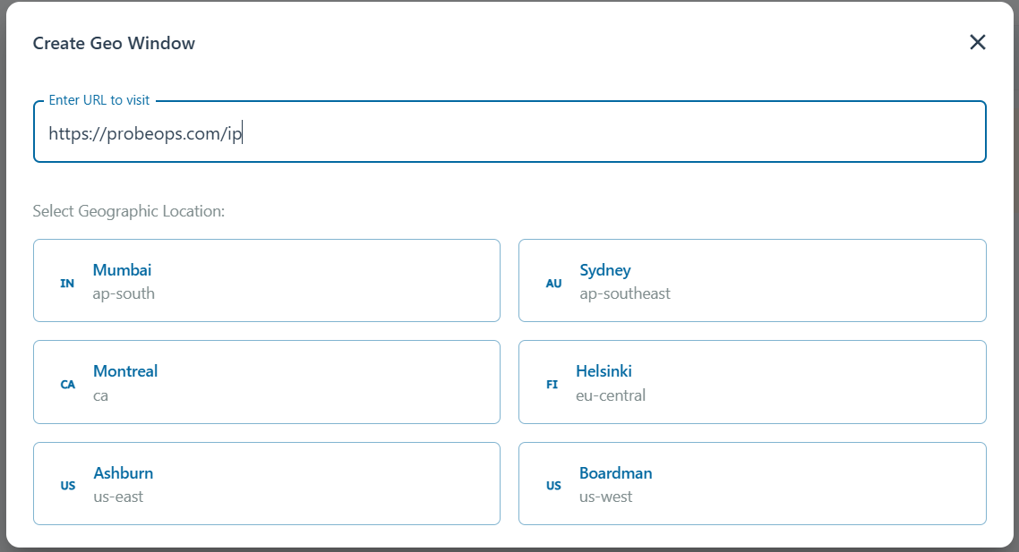 ProbeOps Horizon - Multi Geo Browser - Screenshot 2 showing product features and functionality