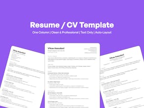 Text Only One Column Resume CV Template gallery image