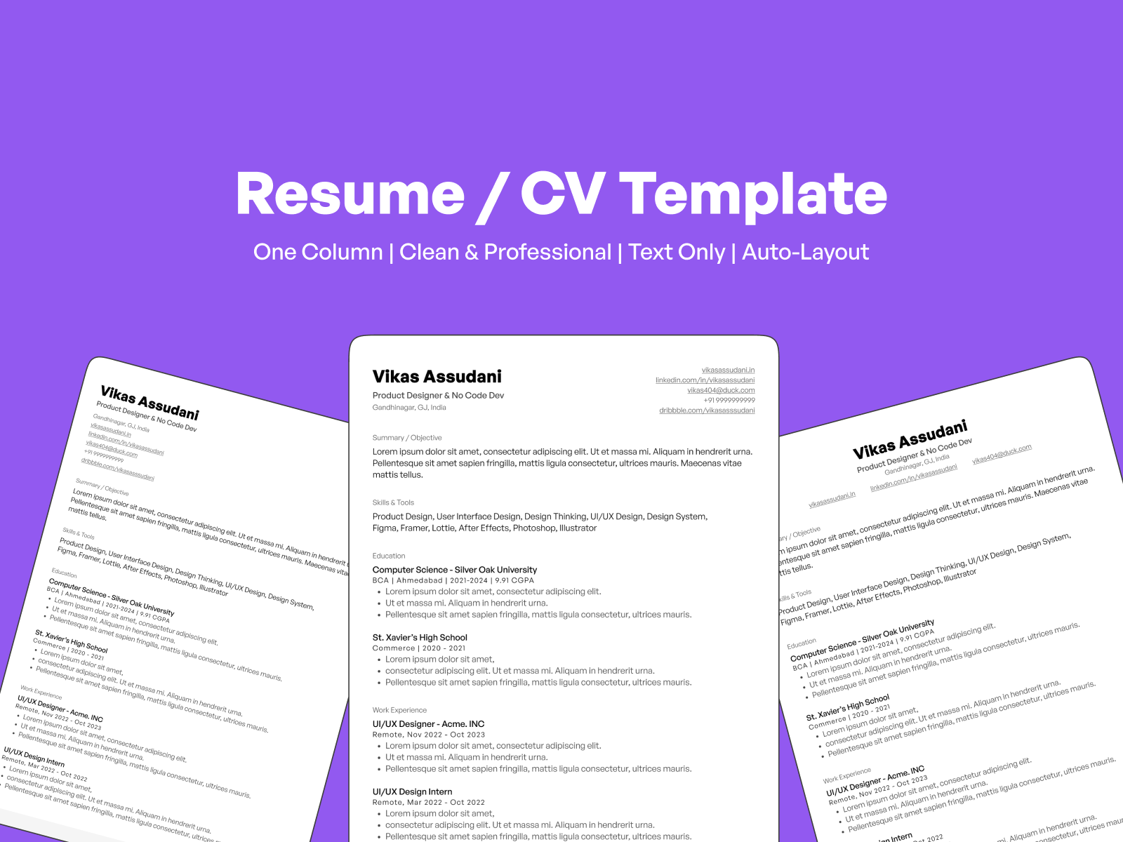 하나의 열만 이력서 CV 템플릿 만 텍스트합니다 - 당신의 꿈의 직업 이력서를 몇 분 안에 제작하십시오 미디어 6