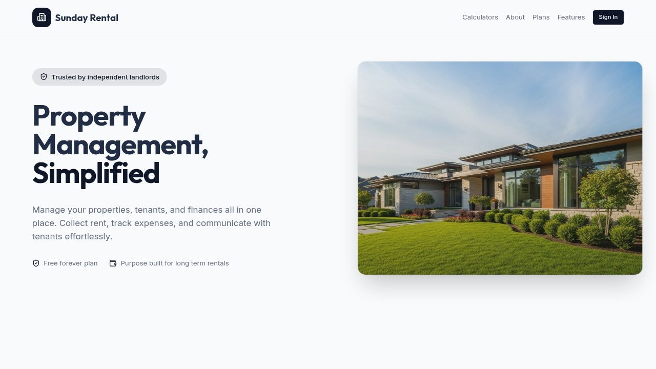 Sunday Rental - Main product screenshot demonstrating key features and user interface