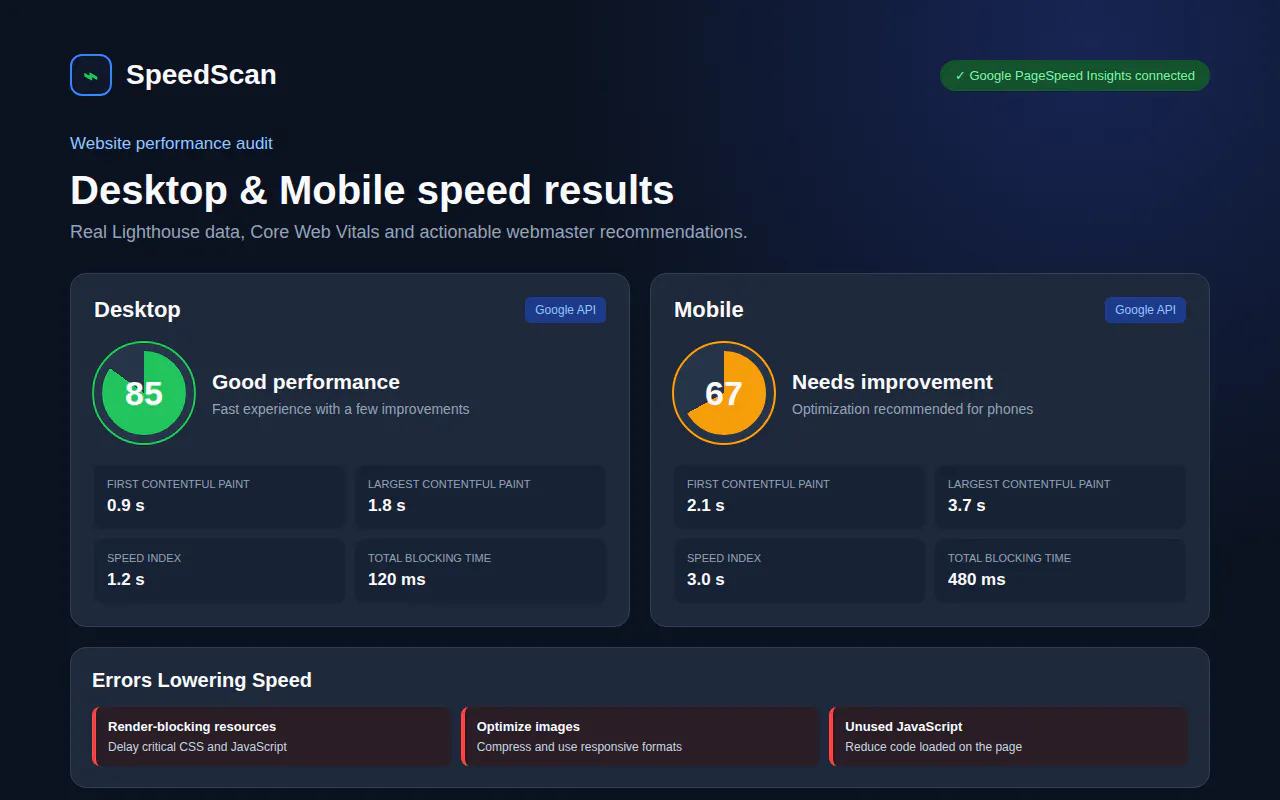 SpeedScan Website Speed Test & SEO Audit gallery image
