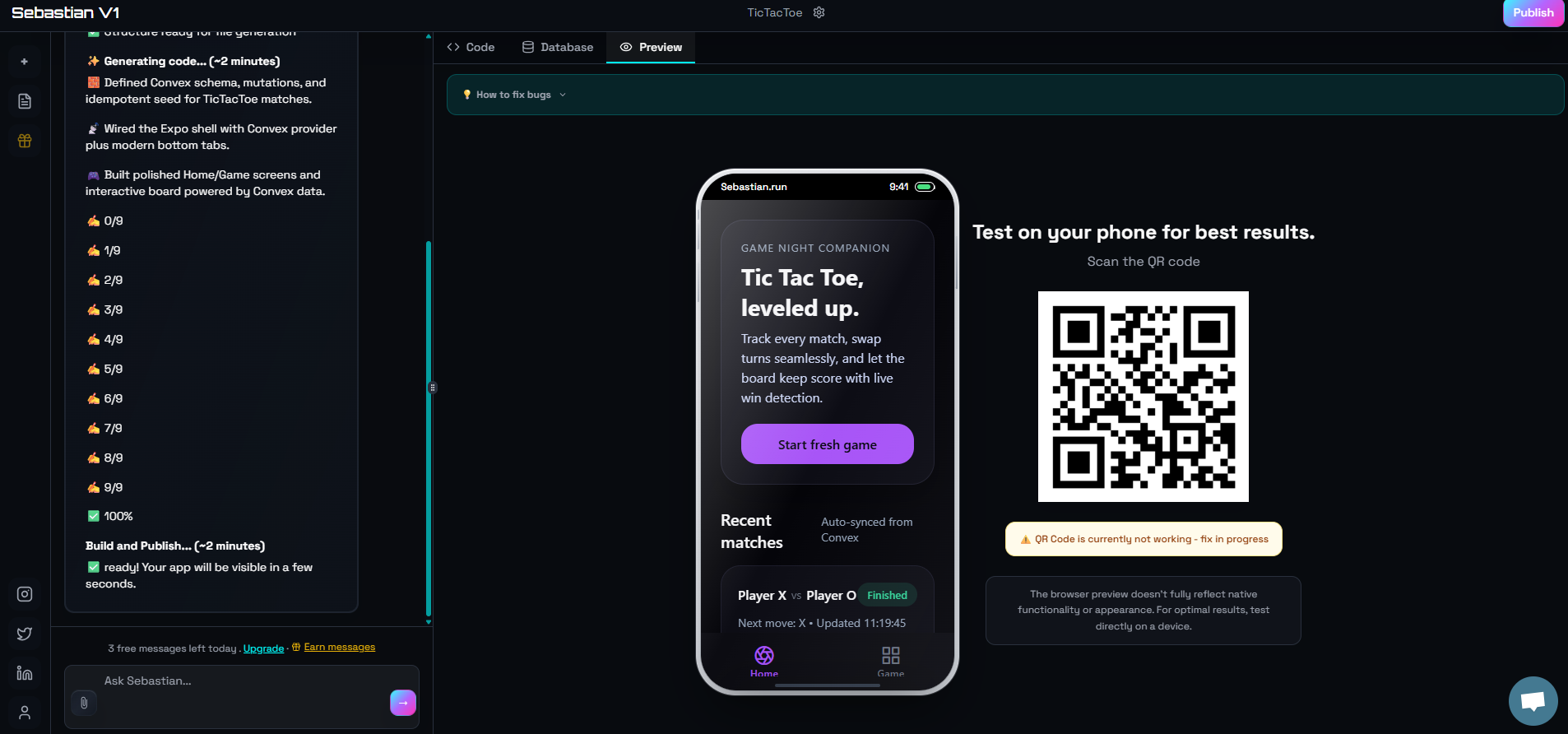 Sebastian - Vibe Coding - Screenshot 2 showing product features and functionality