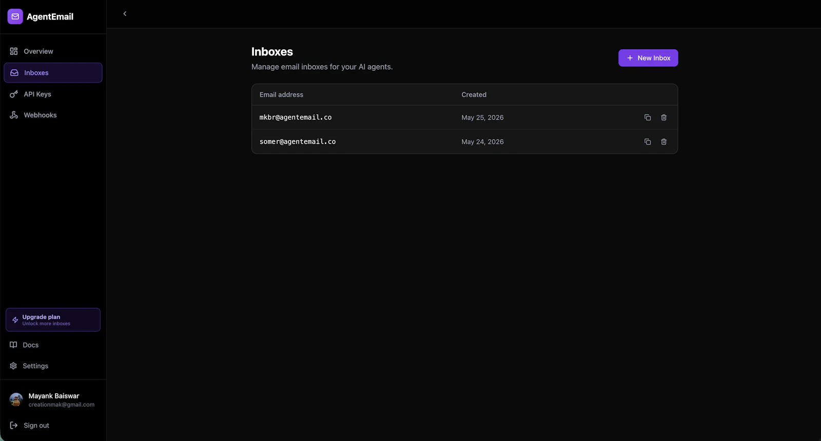 AgentEmail screenshot 4