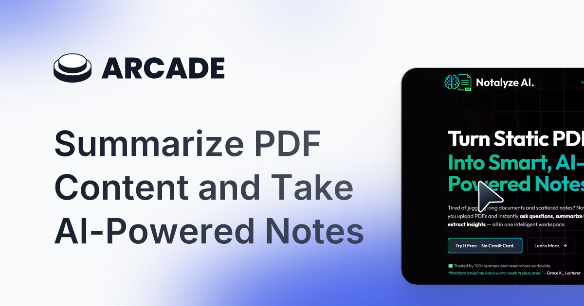 Mídia 1 de Notalyze AI Beta Lançamento - Transforme PDFs estáticos em notas inteligentes e movidas a IA