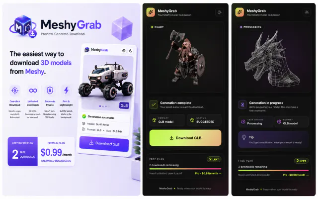MeshyGrab — 3D Model Downloader gallery image