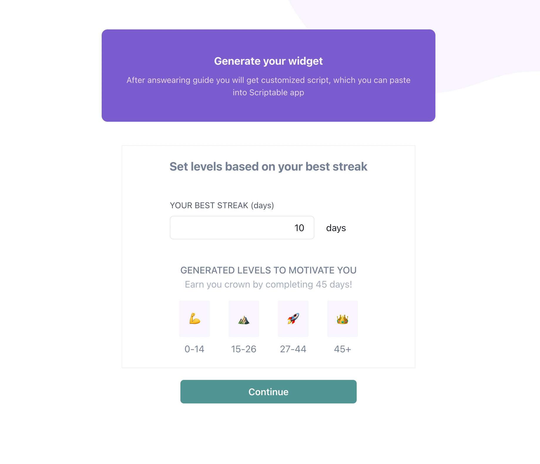 NoFap streak | Generate countup widget gallery image