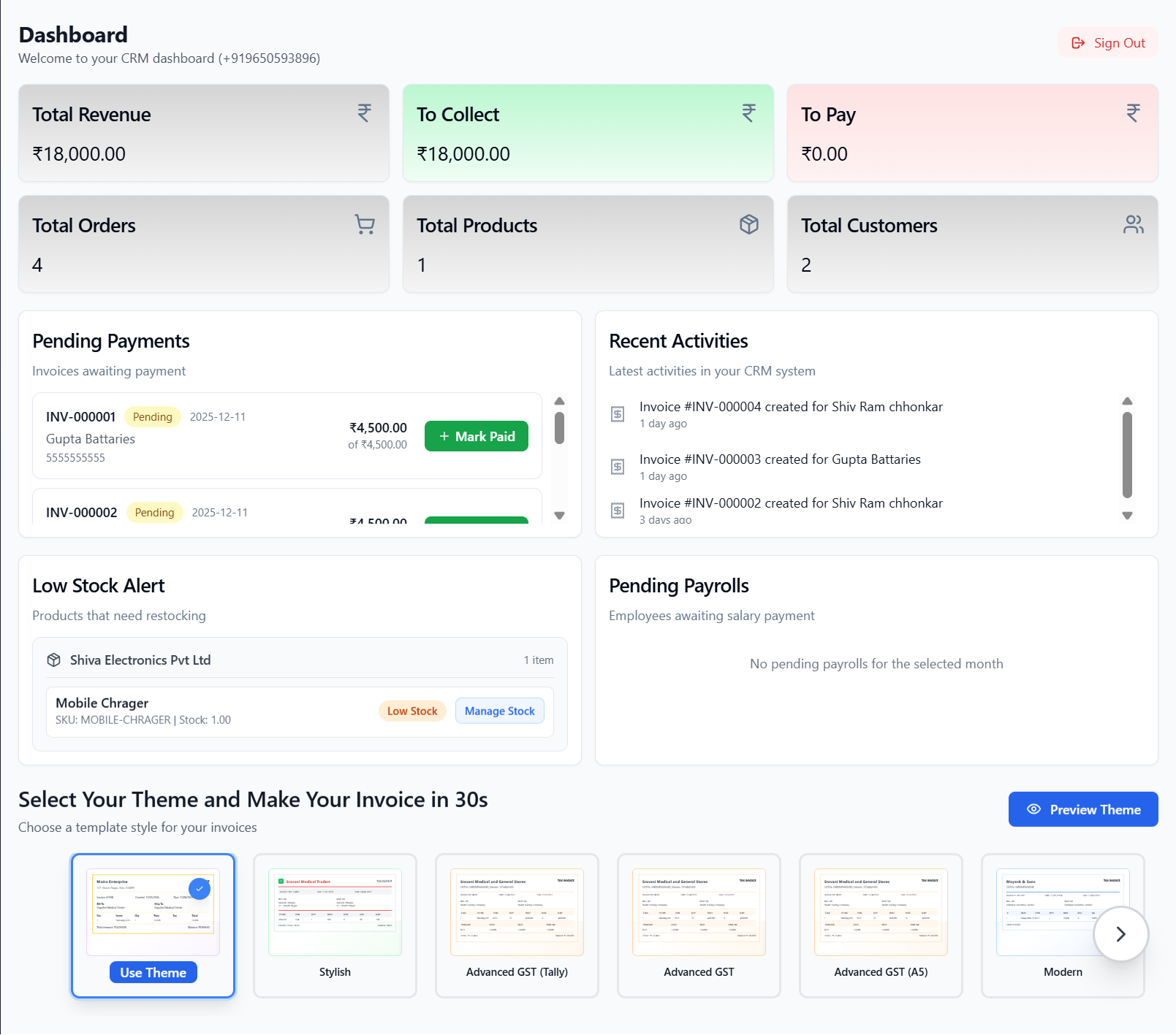 Billint - Main product screenshot demonstrating key features and user interface