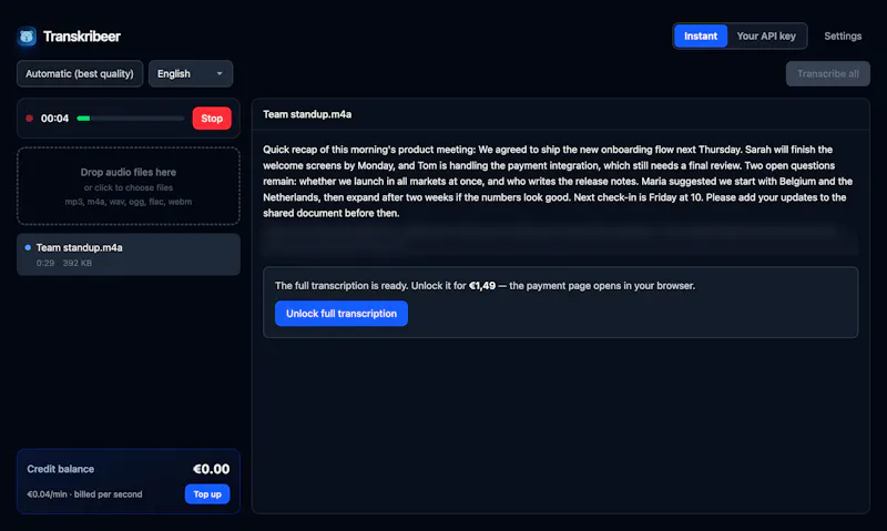 Transkribeer 2.0 screenshot 2