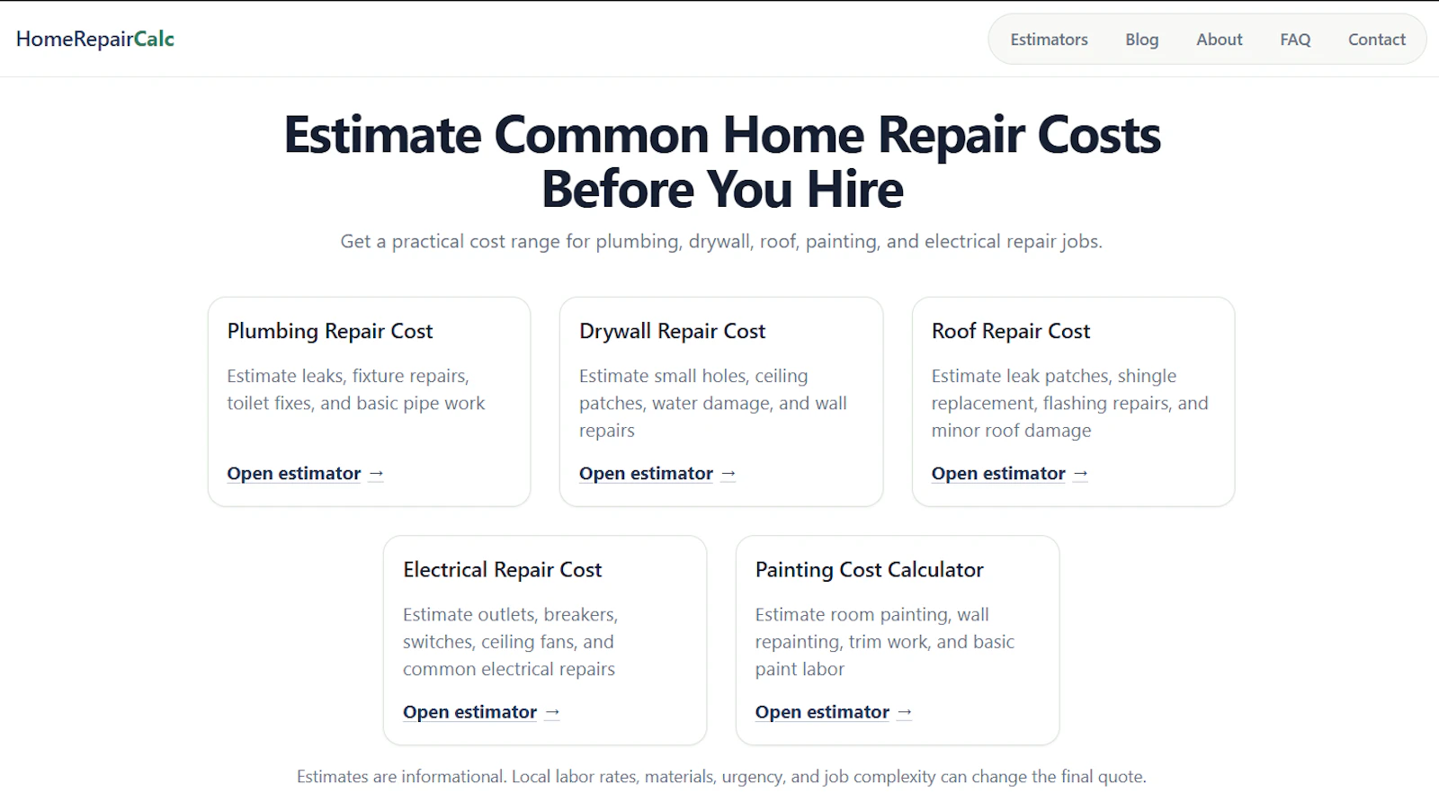 HomeRepairCalc screenshot 1
