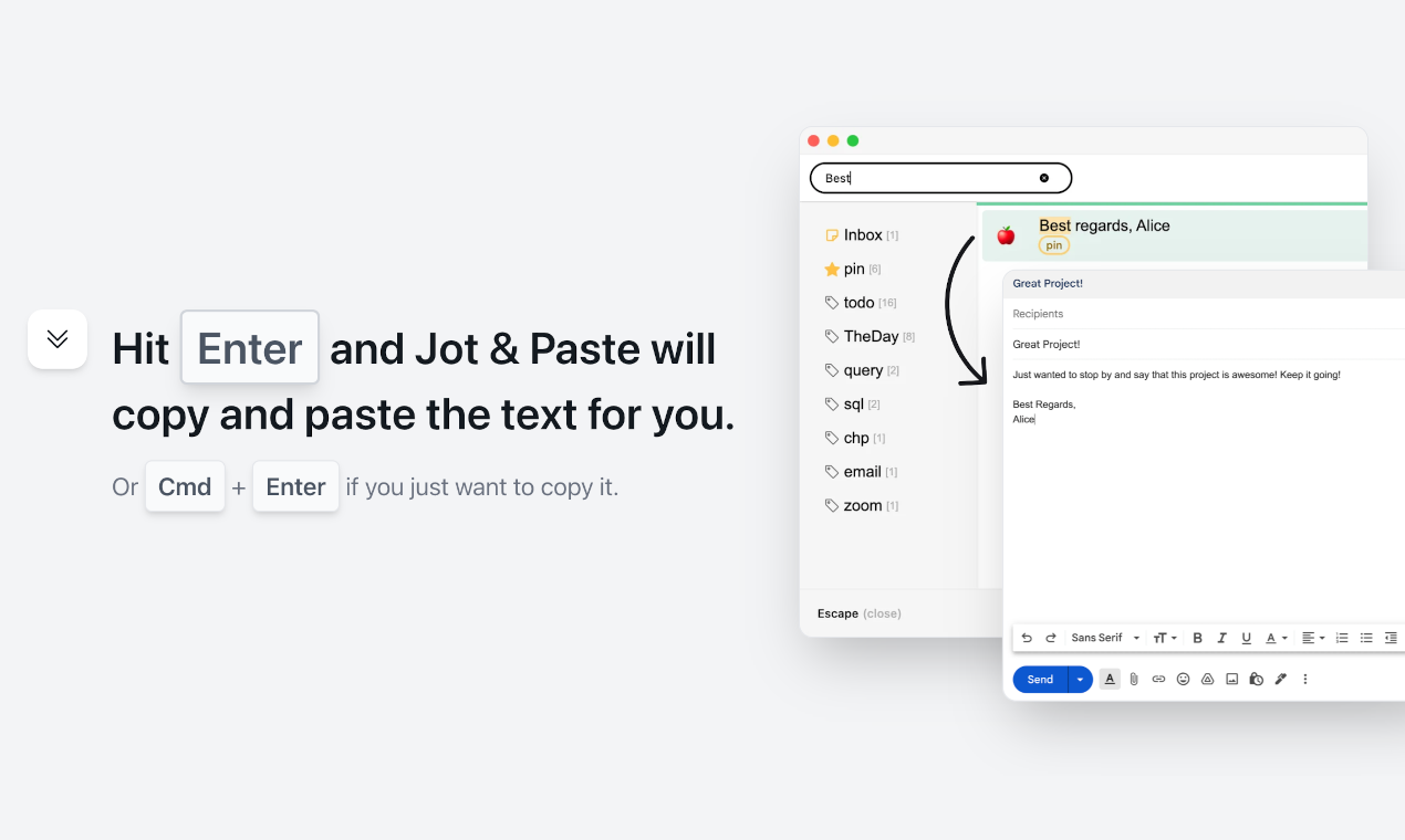 Jot & plakken - Toetsenbordgerichte desktop-app voor snelle notities en plakken media 5